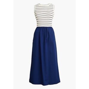 J. CREW FACTORY Striped ribbed-knit mixy dress Navy Cream